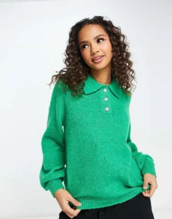 Pieces Jumper With Diamante Buttons In Green For Women