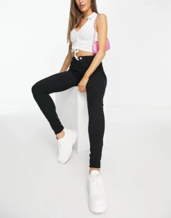 Pieces Highskin Skinny Jeans With High Waist In Black For Women