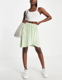Pieces Wrap Front Mini Skirt In Pale Green For Women