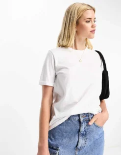 Pieces Cotton T-shirt In White For Women