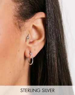 Pieces Exclusive Small Hoops In Plated Sterling Silver For Women