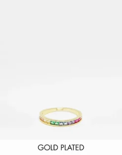 Pieces 18k Plated Rainbow Stacking Ring In Gold For Women
