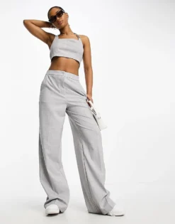 Pieces Tailored Trousers Co-ord In Grey For Women