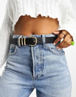 Pieces Gold Buckle Belt In Black For Women