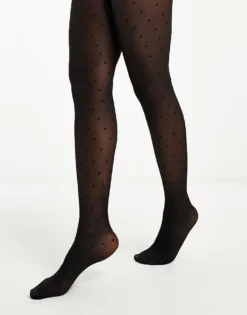Pieces 20 Denier Polka Dot Tights In Black For Women