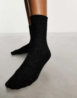 Pieces Glitter Socks In Black For Women