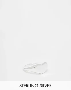 Pieces 18k Plated Heart Signet Ring In Silver For Women