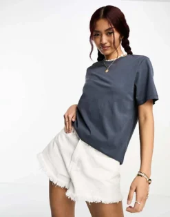 Pieces Boxy T-shirt In Slate Blue For Women
