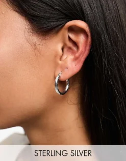 Pieces Vintage Medium Hoops In Plated Sterling Silver For Women