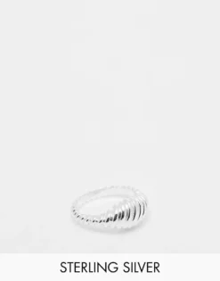Pieces Chunky Textured Ring In Plated Sterling Silver For Women