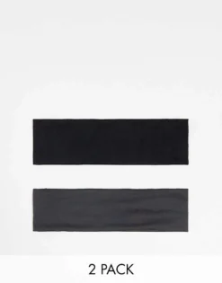 Pieces 2 Pack Jersey Headbands In Black & Grey For Women