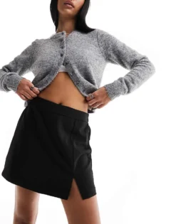 Pieces Tailored High Waisted Skort In Black For Women
