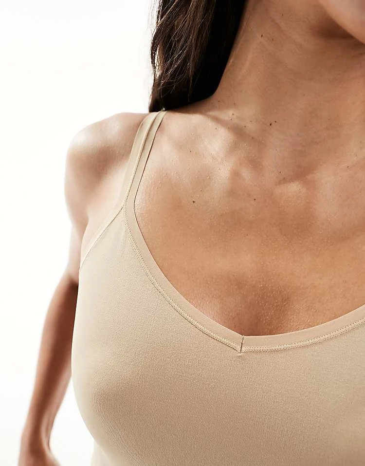 Pieces Seamless Bodycon Shaping Dress In Beige For Women - Image 3