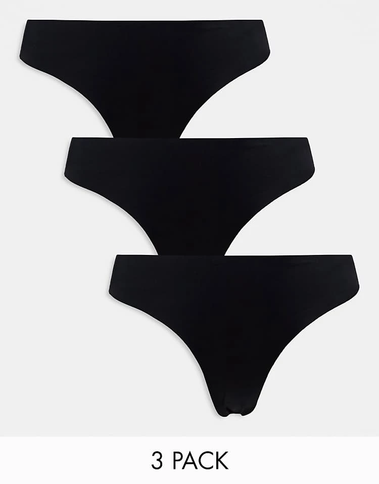 Pieces Mix & Match Seamless Bras, Thongs & Shorts In Black - Image 2