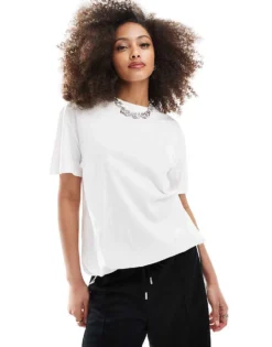 Pieces Oversized T-shirt In White For Women