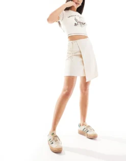 Pieces Wrap Mini Skirt In Sand For Women