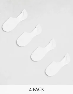 Pieces 4 Pack Footsie Invisible Socks In White For Women