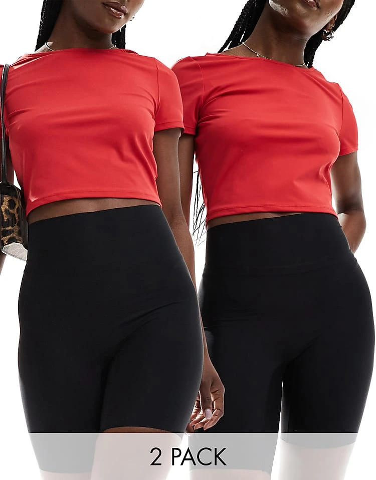 Pieces Mix & Match Seamless Bras, Thongs & Shorts In Black - Image 5