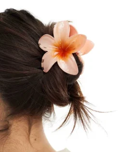 Pieces Hawaiian Flower Hair Claw In Orange For Women