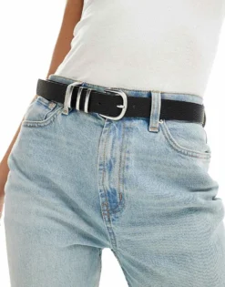 Pieces Silver Buckle Belt In Black For Women Black Silver