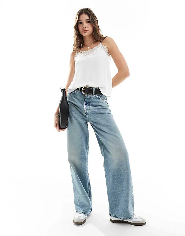 Pieces Cami Top With Lace Trim Detail In White For Women Cloud Dancer - Image 2