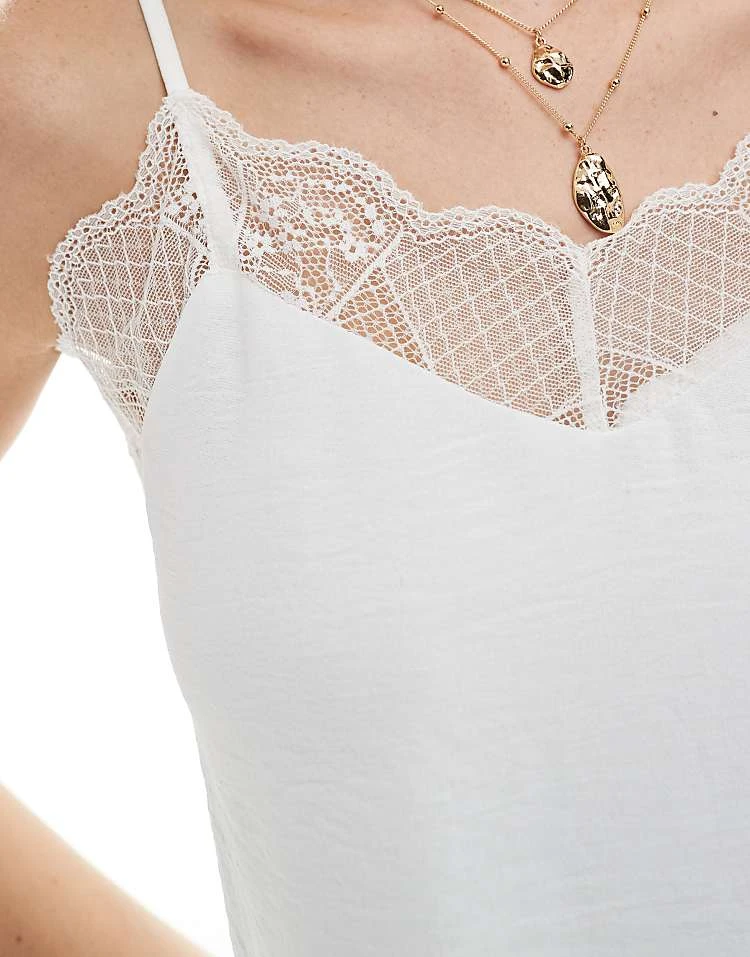 Pieces Cami Top With Lace Trim Detail In White For Women Cloud Dancer - Image 3
