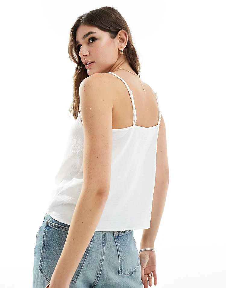 Pieces Cami Top With Lace Trim Detail In White For Women Cloud Dancer - Image 4