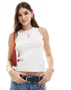 Pieces Racer Neck Tank Top In White For Women Cloud Dancer