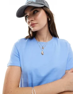 Pieces Boxy T-shirt In Powder Blue For Women Vista Blue