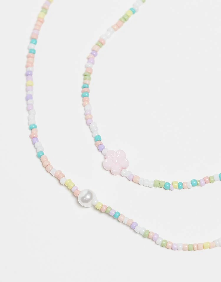 Pieces 2 Pack Small Beaded Necklaces With Pearl Detail In Multi For Women - Image 4