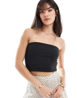 Pieces Bandeau Top In Black For Women