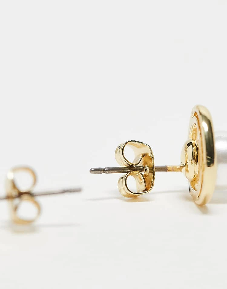 Pieces Drop Pearl And Stud 2-pack Earrings In Gold For Women Gold & Pearl - Image 2