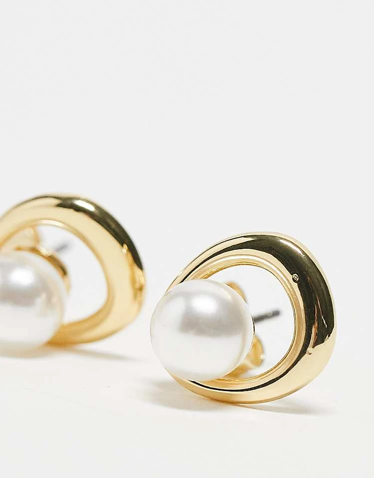Pieces Drop Pearl And Stud 2-pack Earrings In Gold For Women Gold & Pearl - Image 3