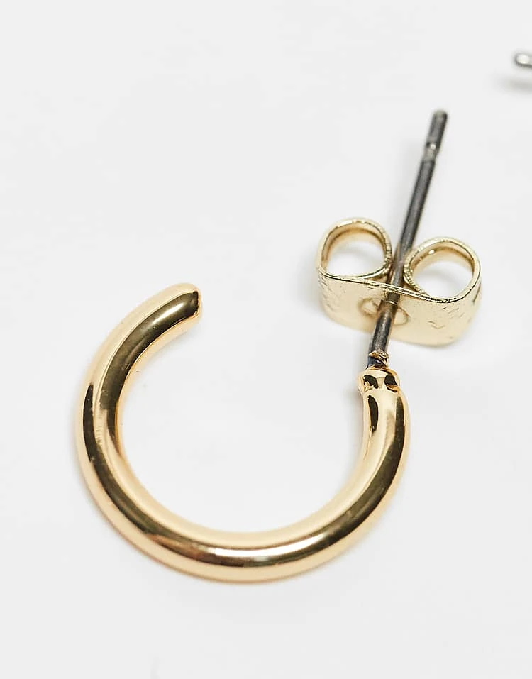 Pieces 18k Plated 3-pack Everyday Huggie And Hoop Earrings In Gold For Women - Image 4