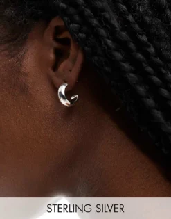 Pieces Everyday Hoop Earrings In Plated Sterling Silver For Women