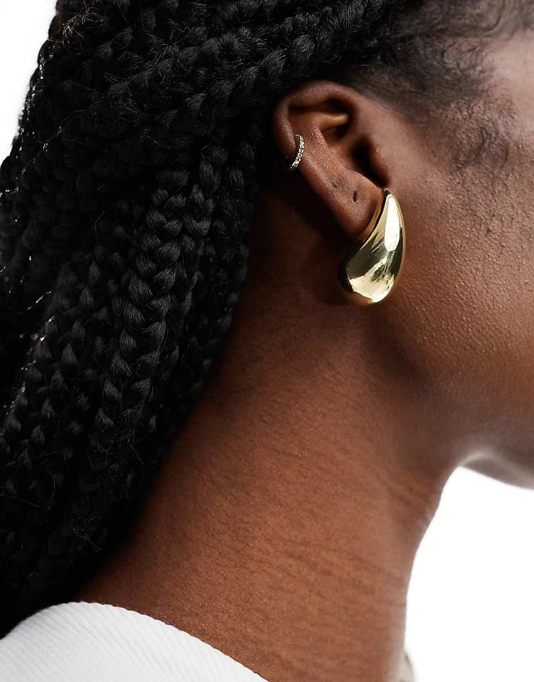 Pieces Chunky Teardrop Earrings In Gold For Women - Image 2