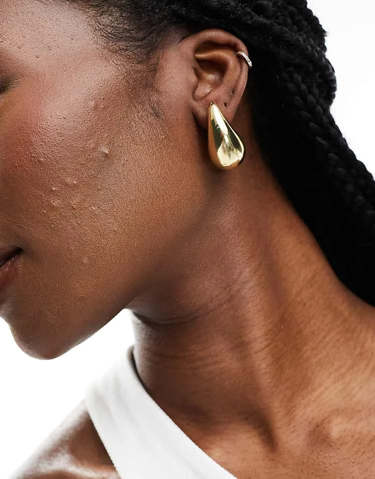 Pieces Chunky Teardrop Earrings In Gold For Women - Image 4