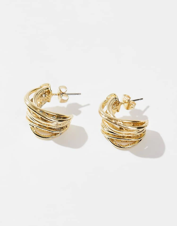 Pieces Multistrand Hoop Earrings In Gold For Women - Image 2