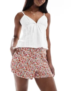 Pieces Floaty Shorts In Orange Ditsy For Women