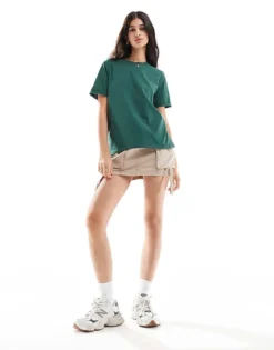 Pieces Cotton T-shirt In Green For Women