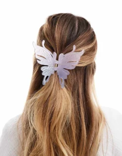 Pieces Ombre Butterfly Hair Claw In Pink And Lilac For Women Multi