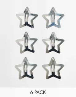 Pieces 6 Pack Star Hair Clips In Silver For Women
