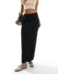 Pieces Stretchy Column Maxi Skirt In Black For Women
