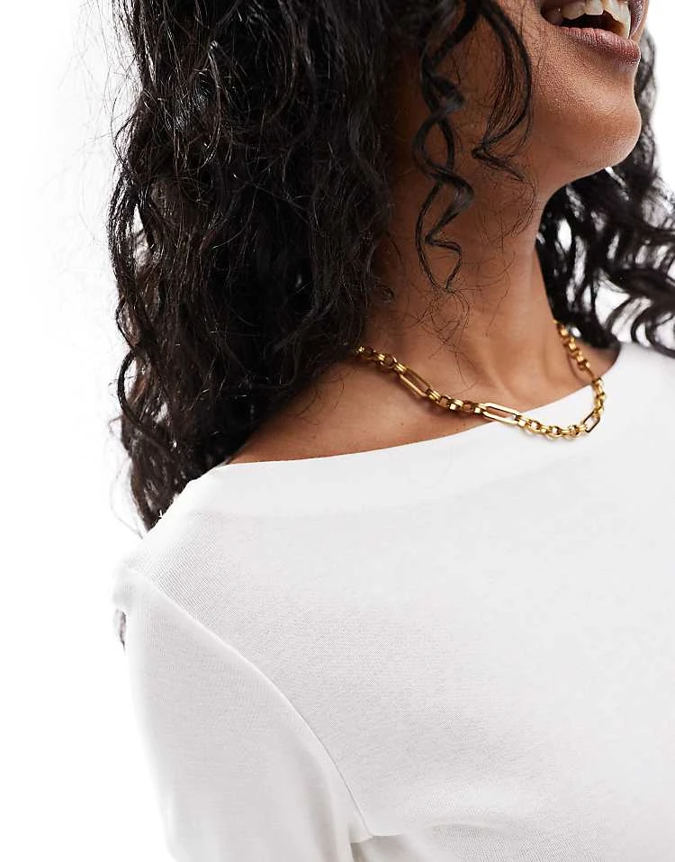 Pieces Boat Neck Long Sleeve Top In Cream For Women - Image 4