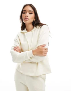 Pieces Sweat Hoodie Co-ord In Neutral Beige For Women