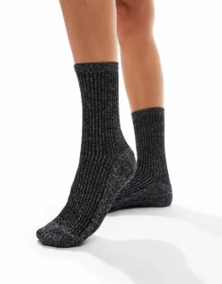 Pieces Glitter Stripe Socks In Black For Women
