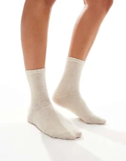 Pieces Glitter Socks In Cream For Women