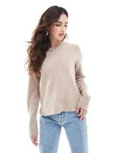 Pieces Round Neck Jumper In Stone For Women