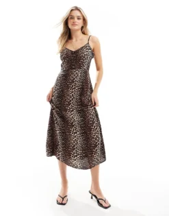 Pieces Cami Maxi Dress In Leo Print For Women