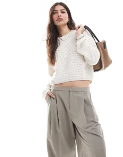 Pieces Textured Super Soft Jumper In Cream For Women